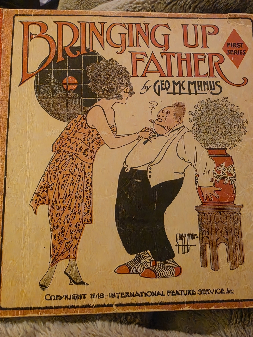 Bringing Up Father Vintage Comic Art Poster — Cream & Orange